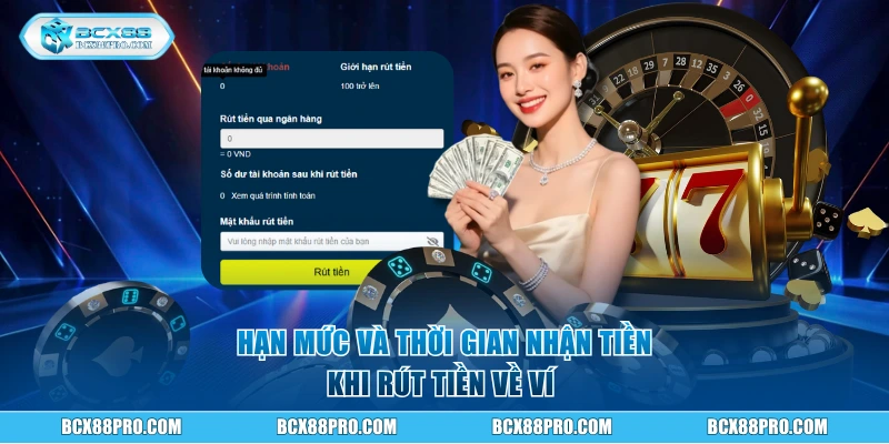 Hạn mức và thời gian nhận tiền khi rút tiền về ví